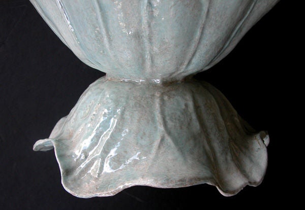 19th Century Delightful French Celadon-Enameled Iron Cabbage-Form Bowl