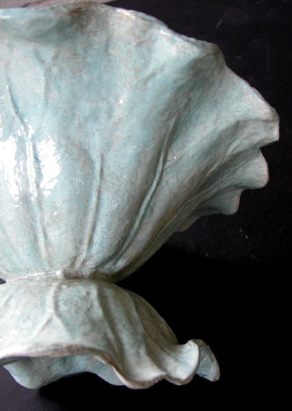 Delightful French Celadon-Enameled Iron Cabbage-Form Bowl 1