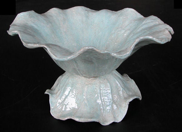 Delightful French Celadon-Enameled Iron Cabbage-Form Bowl 2