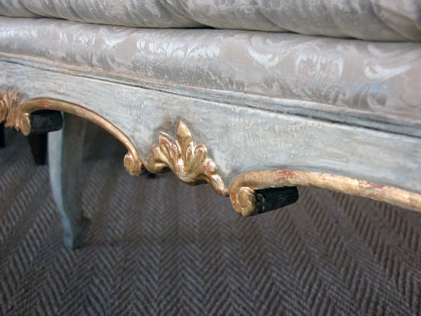 19th Century An Elegant Italian Rococo Style Carved Wood Upholstered Bench