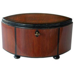 A Stylish German Art Deco Mahogany Elliptical-Form Box with Ebony Inlay