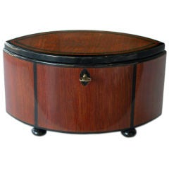 A Stylish German Art Deco Mahogany Elliptical-Form Box with Ebony Inlay