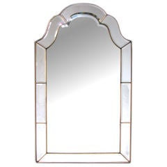 A Shimmering American Mid-Century Queen Ann Style Beveled Mirror