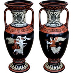 Rare Pair of English Porcelain Urns with Classical Figures; S.A&Co.