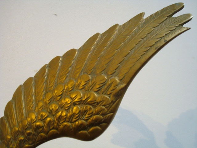 Brass LATE 19THC LARGE  BRASS EAGLE ON GLOBE FROM A FLAG POST