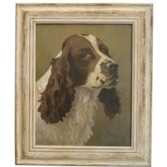 SIGNED EARLY 20THC DOG OIL PAINTING ON BOARD