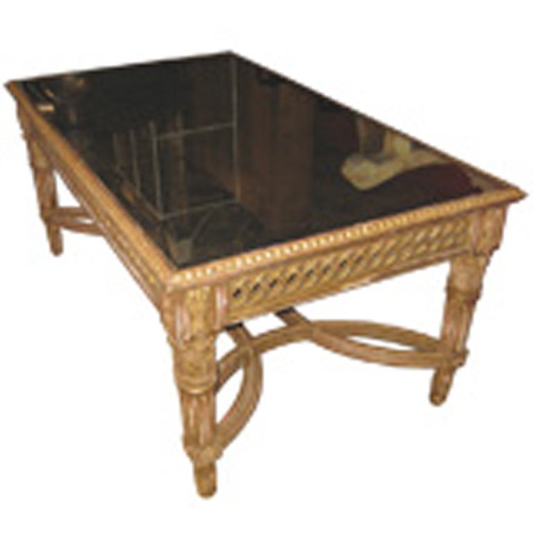 Antique Giltwood Mirror Topped Coffee Table