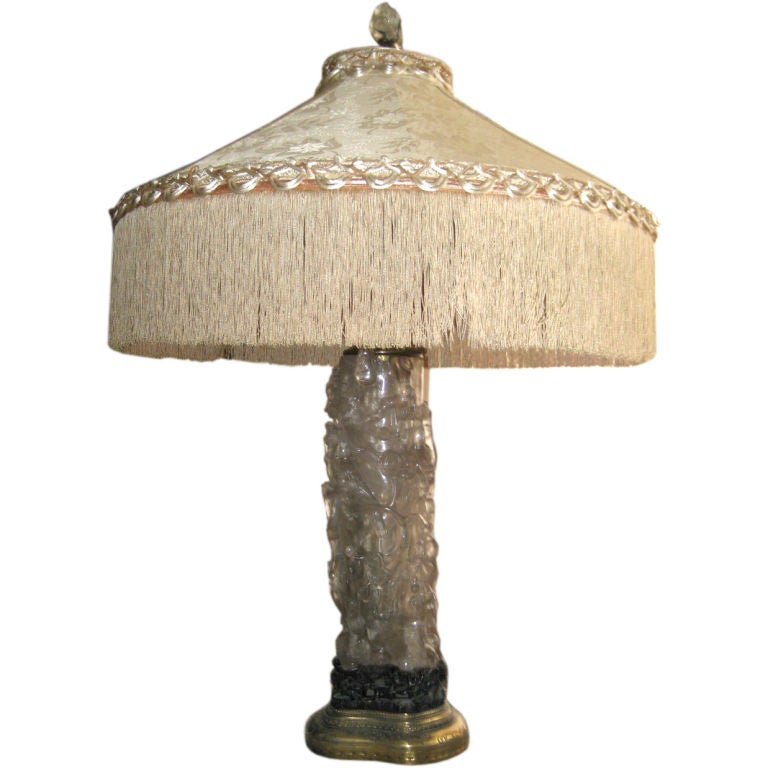 Stunning Early 20th C Carved Rock Crystal Lamp For Sale