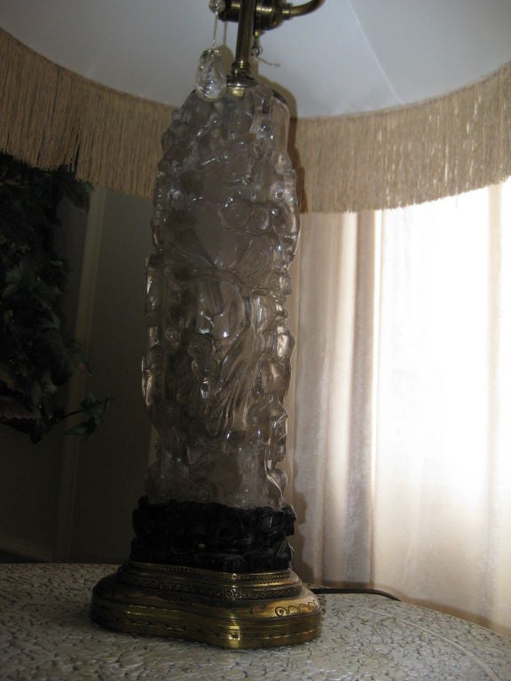 Stunning Early 20th C Carved Rock Crystal Lamp For Sale 4