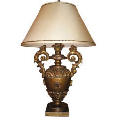 Giltwood Fragment Urn Lamp With Custom Shade