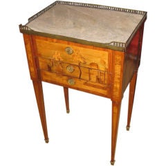 Antique Louis XVI Table Fruitwood Marquetry En Chiffoniere