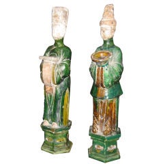 Pair of Antique Asian Glazed figures