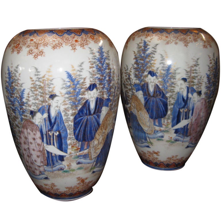 Pair of 19th C Japanese Vases For Sale