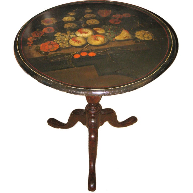 Oval Shaped Painted Tillt Top Table For Sale