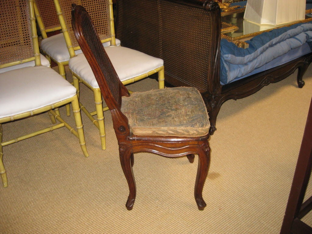 18th Century and Earlier 18th C French Walnut Chair with Original Textile For Sale