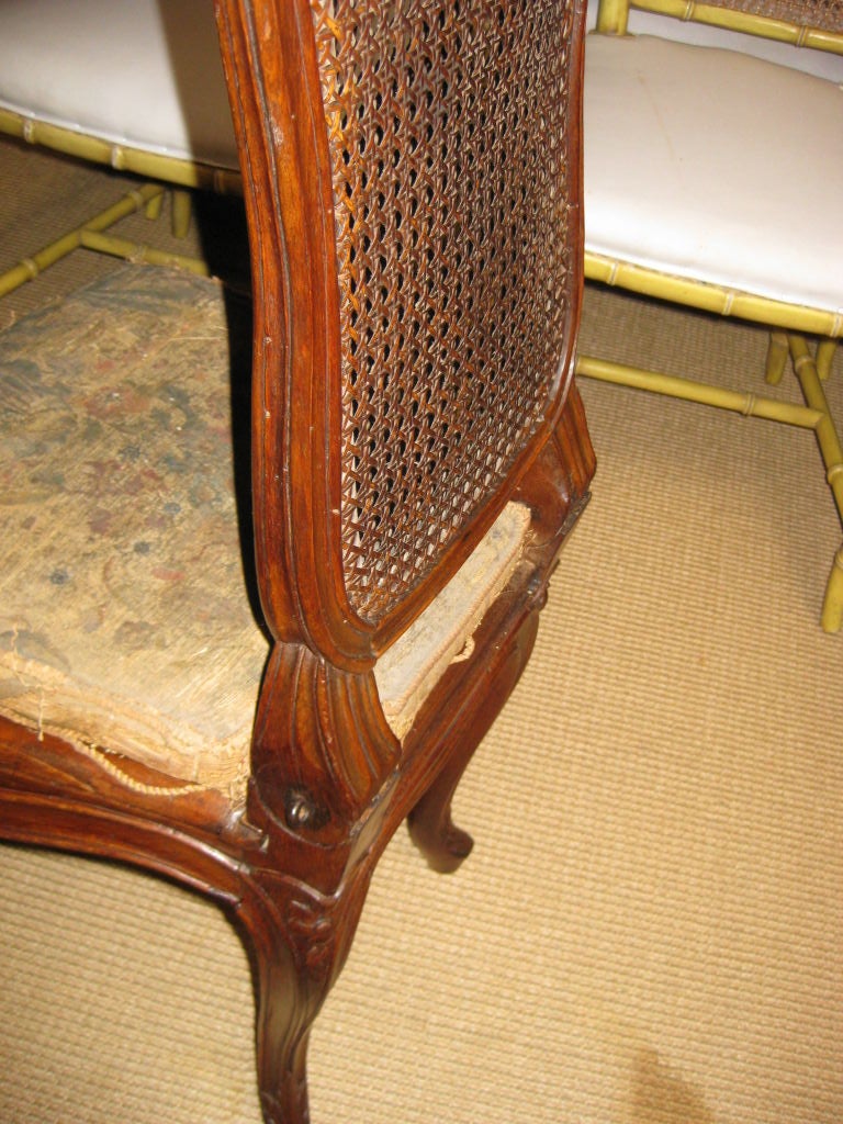 18th C French Walnut Chair with Original Textile For Sale 1