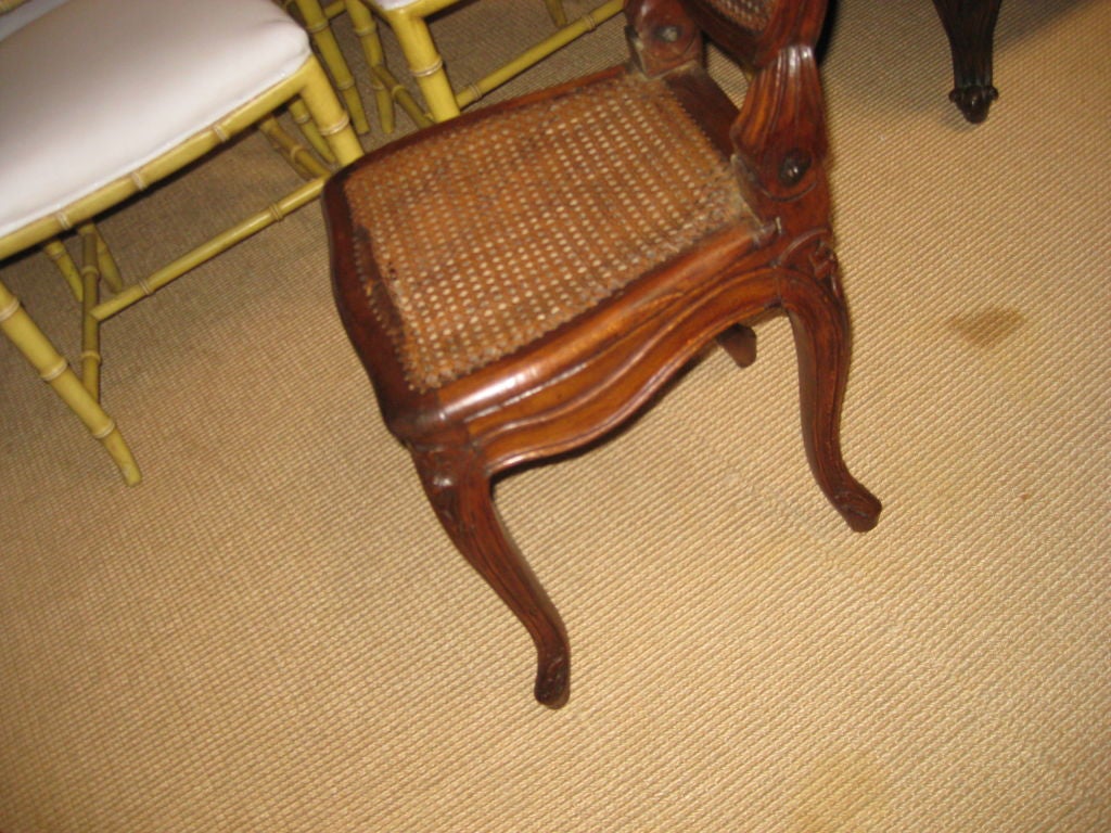 18th C French Walnut Chair with Original Textile For Sale 2