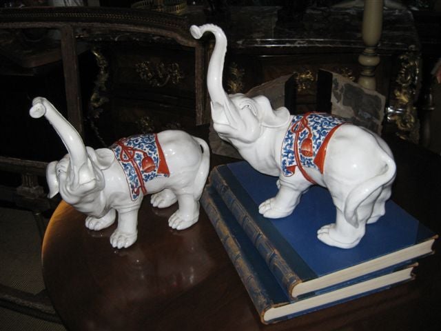 Rare Pair of Samson Kakiemon Style Elephants