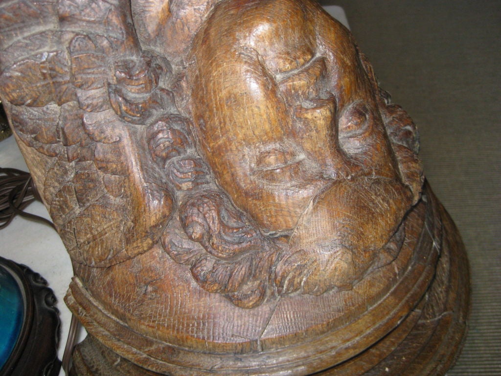 Large Carved Angel Corbal in Oak