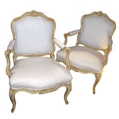 Pair of French  Arm Chairs with painted finish