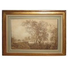 Large 18th C Landscape Drawing