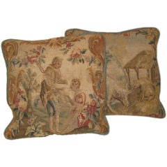 Antique Pair of 18th C Tapestry Pillows