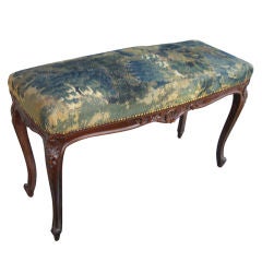 Antique French Bench With Verdure Tapestry