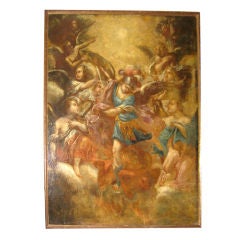 18th C Oil Painting of  Saint  Michael the archangel
