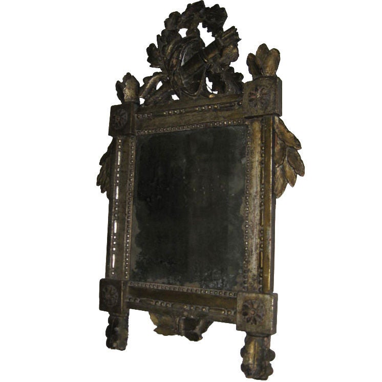 French Mirror with Original Silvered Finish and Mirror For Sale