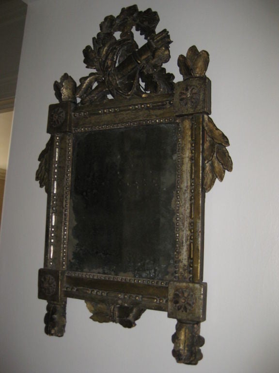 French Mirror with Original Silvered Finish and Mirror For Sale 1