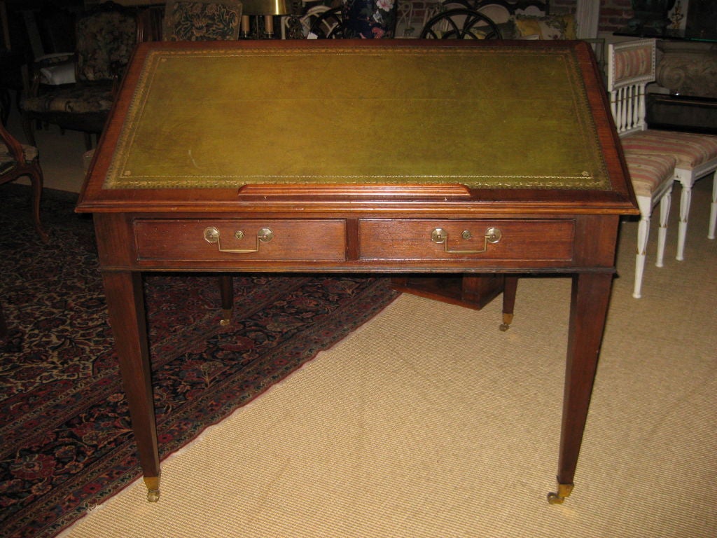 Unusual English Leather Partners  Desk for Reading or Drafting For Sale 2