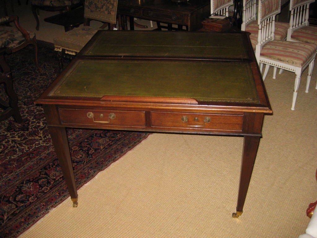 Unusual English Leather Partners  Desk for Reading or Drafting For Sale 1
