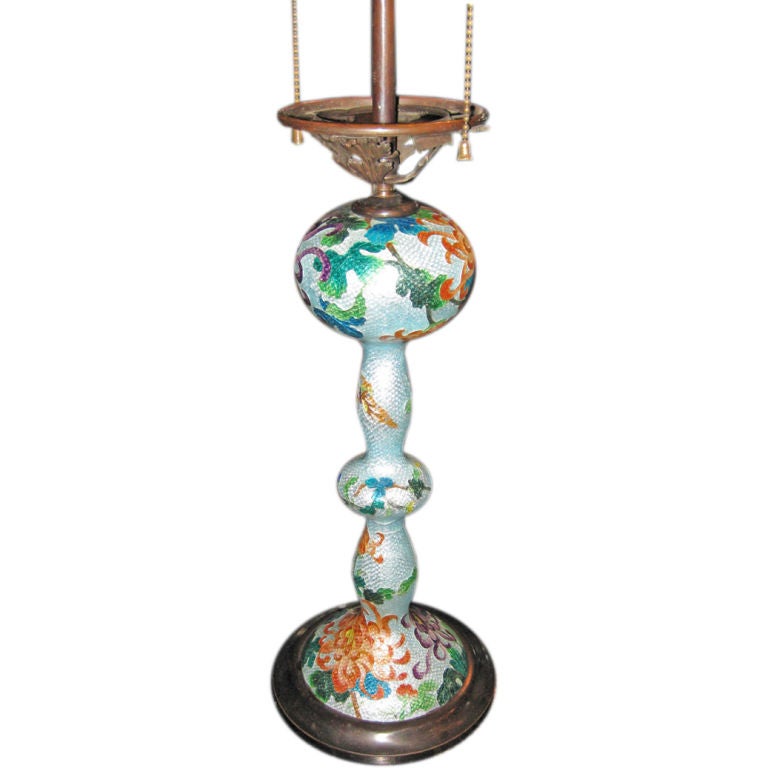 Rare late 19th C Japanese Cloisonne Lamp For Sale