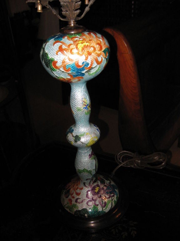 Rare late 19th C Japanese Cloisonne Lamp