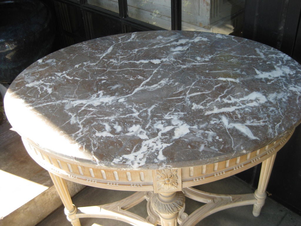Oval French Style Center Table with Marble Top