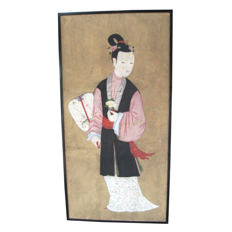 Antique Chinese Painting of a Woman For Sale