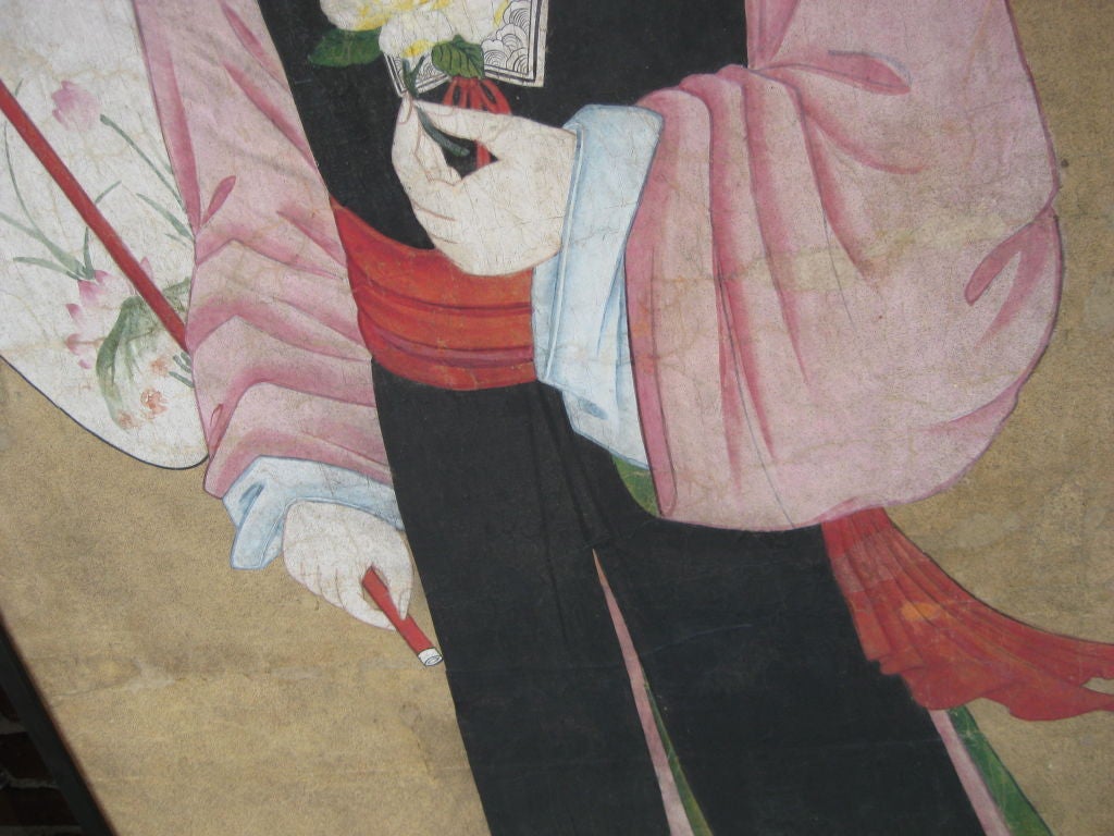 19th Century Antique Chinese Painting of a Woman For Sale