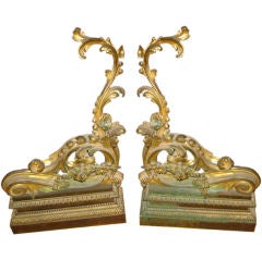 Charming Pair of Antique Bronze Chenets