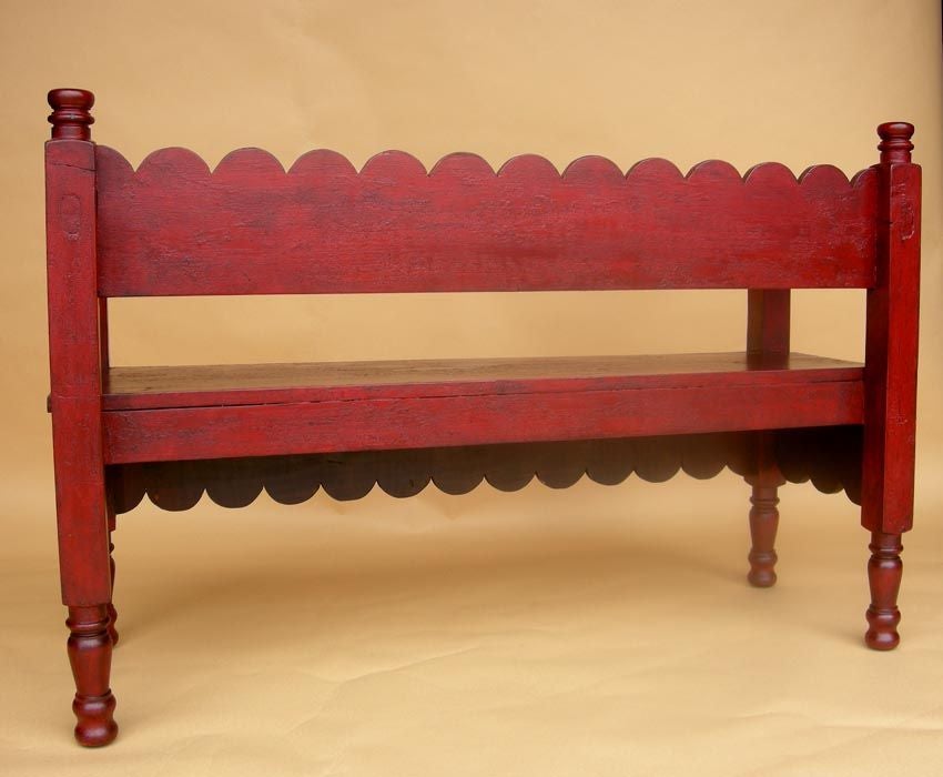 Pair of Red Benches at 1stdibs