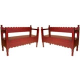 Vintage Pair of Red Benches
