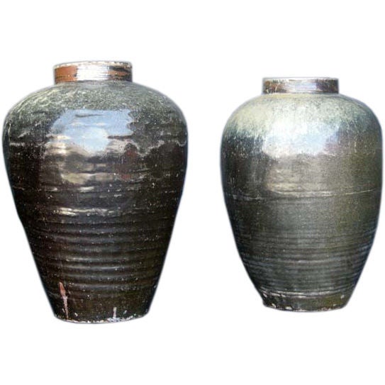 Antique Japanese Wine Storage Pots