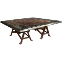 Antique Oak and Iron Coffee Table