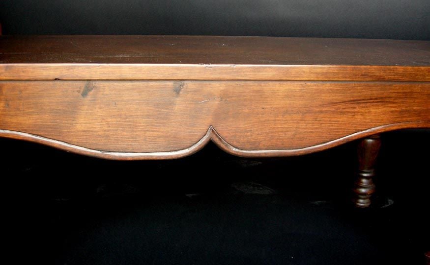 American Custom Walnut Wood Double Rolled Arm Bench and Six Legs by Dos Gallos Studio For Sale