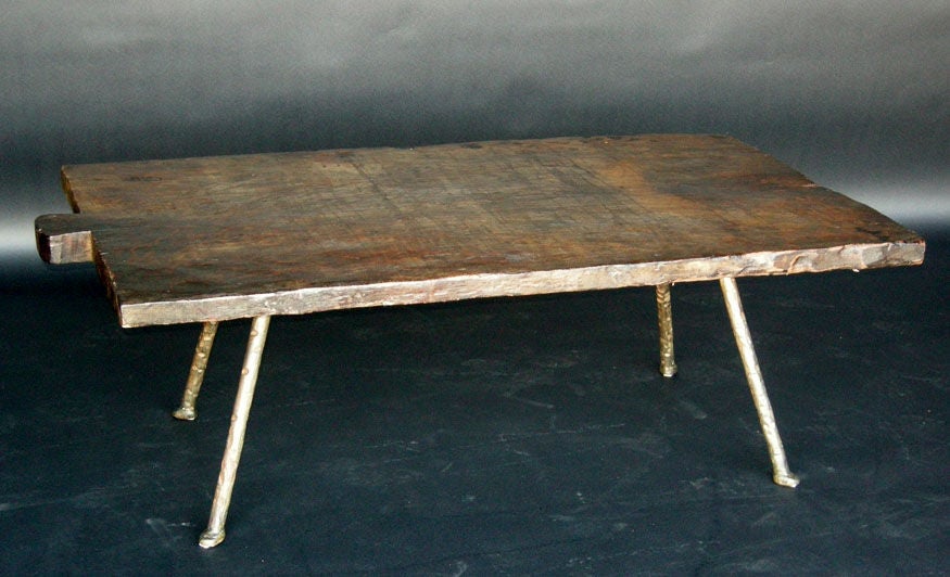 Tropical Hardwood Coffee Table With Iron Legs