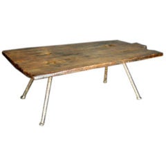 19th Century Baking Board with Contemporary Hand wrought Iron Le
