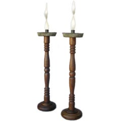 Antique Wooden Candlesticks
