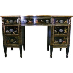 Knee Hole Desk With Chinoiserie Decoration