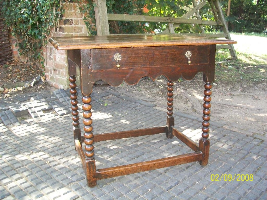 Fine 18th c. English Oak Bobbin Side Table