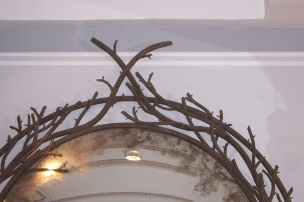 Exceptional and Unusual Bronze Faux Bois Mirror