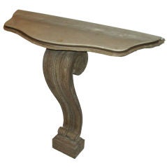 French 1940s Cerused-Oak, Marble-Top Console 1